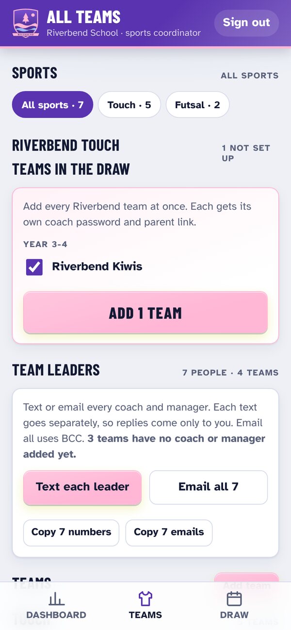 Teams with their coaches and managers