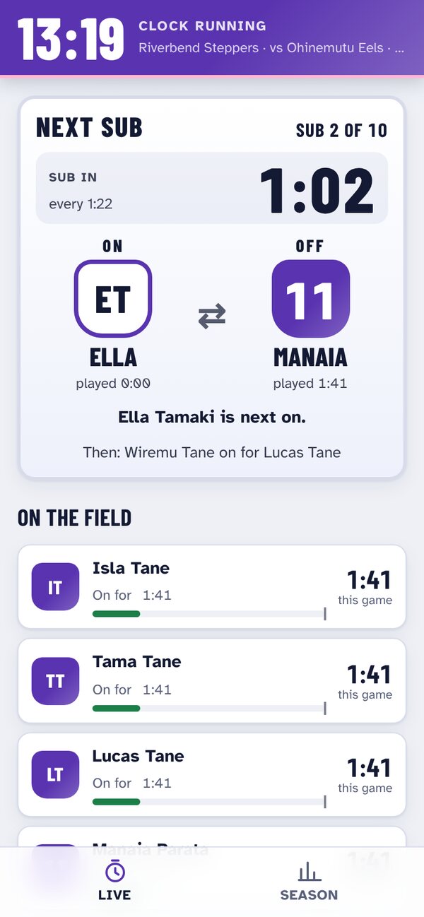 The parent view of a live game